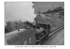 Ex LSWR Adams Radial 4-4-2T 30583 on the Lyme Regis branch in August 1960