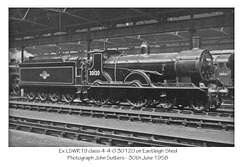 T9 4-4-0 no 30120  Eastleigh shed  30.6.58