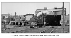SR IOW 0-4-4T 32 Bonchurch - Ryde shed - 18.5.1963