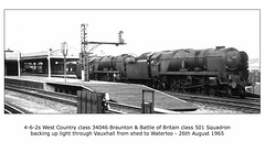 West Country 34046 Braunton & Battle of Britain 34085 501 Squadron - Vauxhall - 26.8.1965