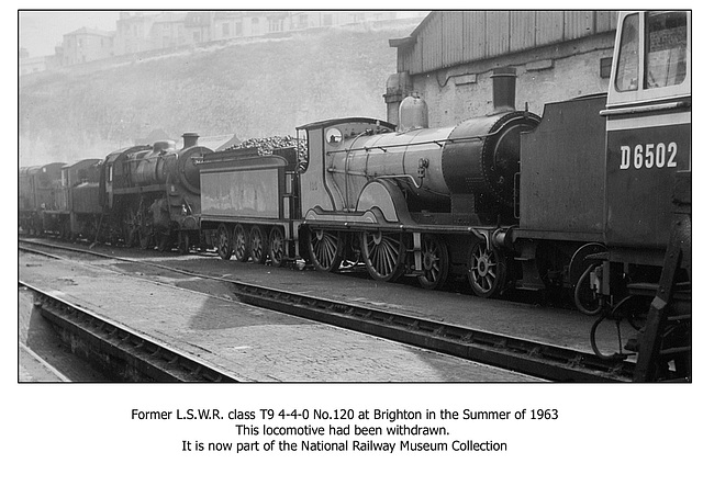 LSWR T9 4-4-0 120 at Brighton in Summer 1963