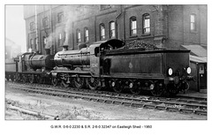 GW Collett 0-6-0 2230 & SR K class 2-6-0 32347 on Eastleigh Shed - 1960