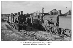SR T9 4-4-0s 30287 & 8 on Eastleigh Shed - 1960