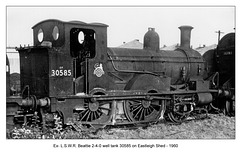 LSWR Beattie 2-4-0 well tank 30585 Eastleigh Shed 1960