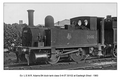 LSWR Adams B4 0-4-0T 30102 Eastleigh Shed 1960