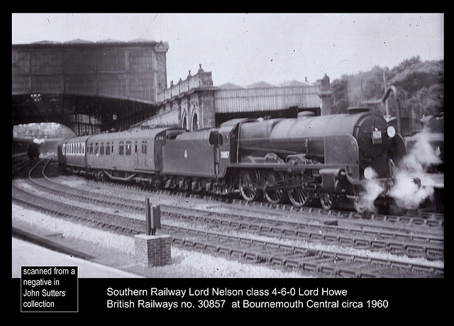 SR 4-6-0 30857 Lord Howe - Bournemouth Central - on the 1.45 pm Bournemouth Central to Waterloo - 25.6.1955