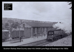 Southern Railway West Country class 4-6-2 34009 Lyme Regis at Swanage in the 1950s