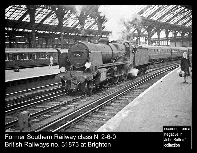 Southern ex-SECR class N 2-6-0 31873 at Brighton in 1963