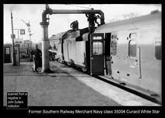 Southern Railway Merchant Navy class 4-6-2 35004 Cunard White Star at Salisbury