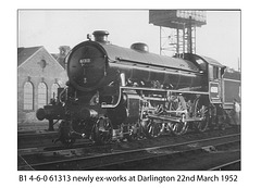 B1 4-6-0 61313 Darlington 22 3 1952