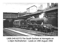 LNER D49 62772 Harrogate 19 8 1950