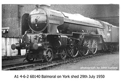 A1 - 4-6-2 60140 Balmoral on York shed on 29.7.1950 - photograph by John Sutters