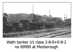 Wath banker 2-8-0+0-8-2 69999 at Mexborough - undated BR era