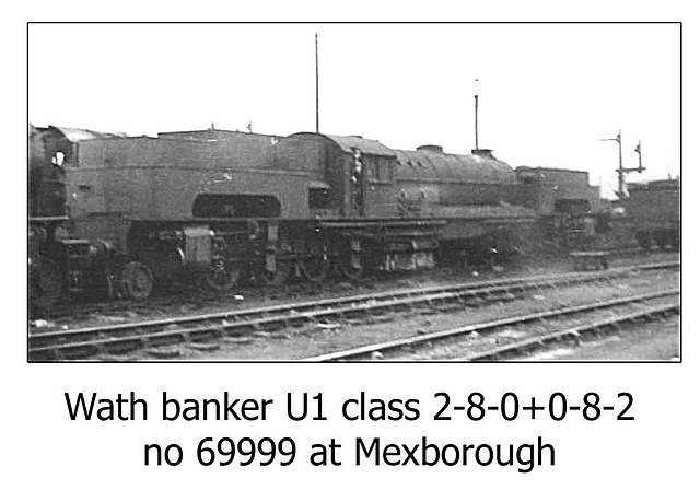 Wath banker 2-8-0+0-8-2 69999 at Mexborough - undated BR era