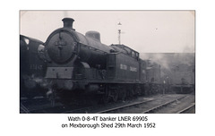 Former Great Central Railway  0-8-4T - British Railways 69905 Mexborough 29.3.1952