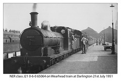 NER J2 0-6-0 65064 - Darlington - 21.7.1951