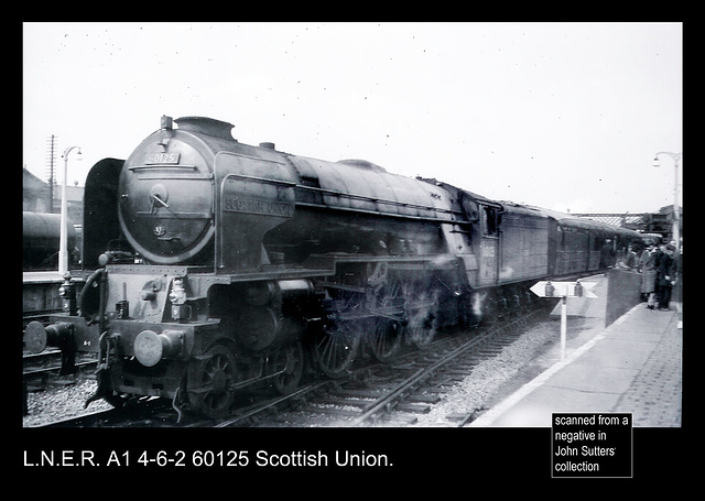 LNER A1 60125 Scottish Union leaving Doncaster for the south.