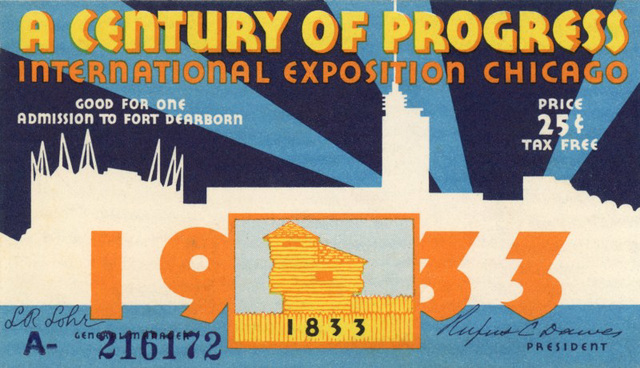 A Century of Progress Ticket, Chicago, 1933