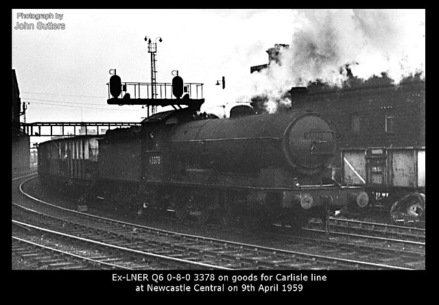 Former North Eastern Railway T2 class - LNER Q6 class - 0-8-0 3378 - Newcastle - 9.4.1959