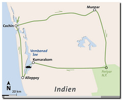 Route Kerala, Indien 2014