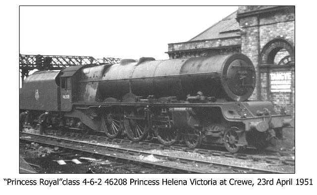 Princess Royal class 4-6-2 46208 Princess Helena Victoria at Crewe 23rd April 1951