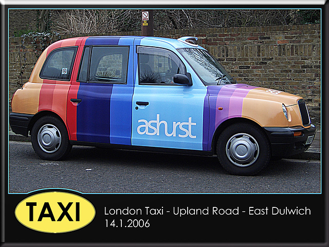 London Taxi in Ashurst vinyl wrap - East Dulwich - London - 14.1.2006