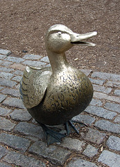 Detail of the Duckling Sculpture in the Public Garden in Boston, July 2011