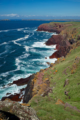 Red Sandstone cliffs and blue seas