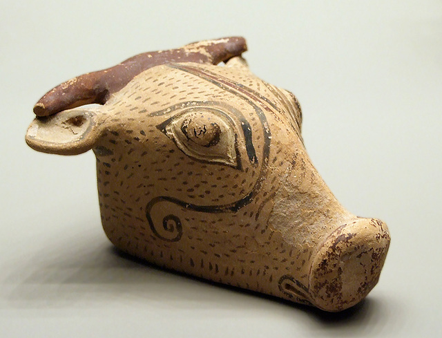 Mycenaean Bull's Head Bottle for Scented Oil in the Getty Villa, July 2008