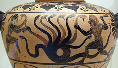 Detail of a Hydria with Herakles Fighting the Hydra in the Getty Villa, July 2008