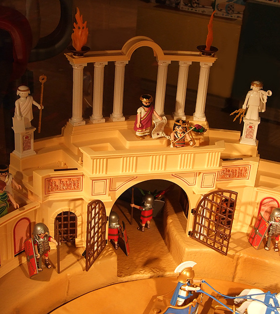 Detail of the Playmobil Roman Colosseum Display in  FAO Schwarz, August 2007
