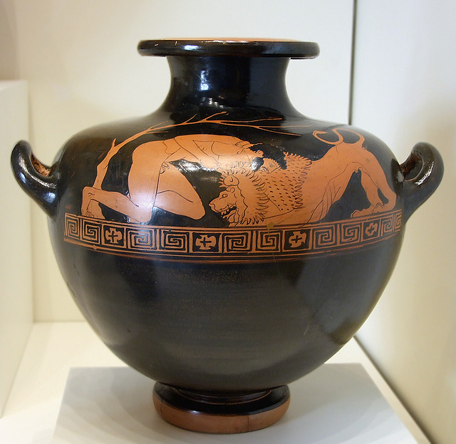 Kalpis with Herakles and the Nemean Lion in the Getty Villa, July 2008
