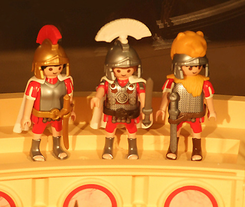 Detail of the Soldiers in the Playmobil Roman Colosseum Display in  FAO Schwarz, August 2007