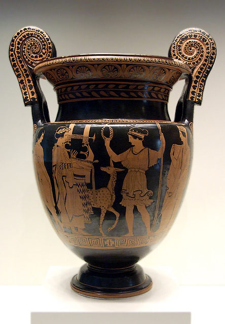 South Italian Volute Krater with Apollo and Artemis in the Getty Villa, July 2008