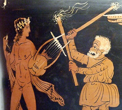 Detail of a South Italian Calyx Krater with a Procession in the Getty Villa, July 2008