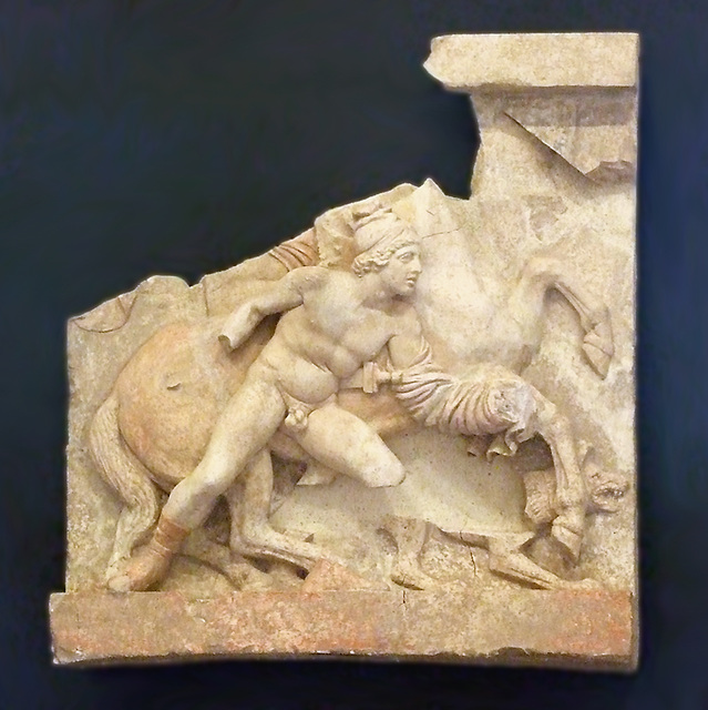 South Italian Funerary Relief with a Hunter in the Getty Villa, July 2008