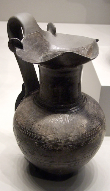 Etruscan Bucchero Oinochoe with Incised Decoration in the Getty Villa, July 2008
