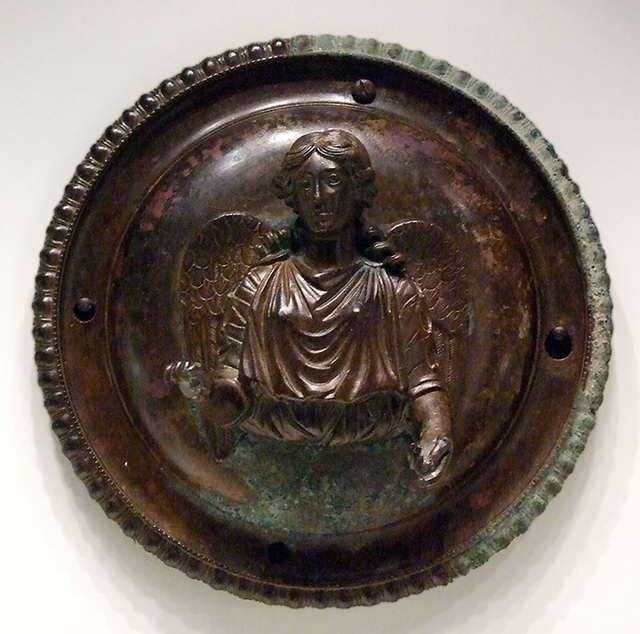 Roman Bronze Roundel with Nike in the Getty Villa, July 2008