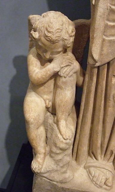Detail of Cupid on the Venus-Hygieia in the Getty Villa, July 2008