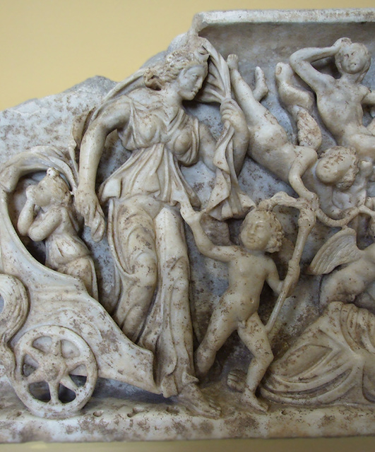 Detail of a Sarcophagus Panel with Selene and Endymion in the Getty Villa, July 2008