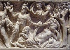 Detail of a Sarcophagus with Scenes of Bacchus in the Getty Villa, July 2008