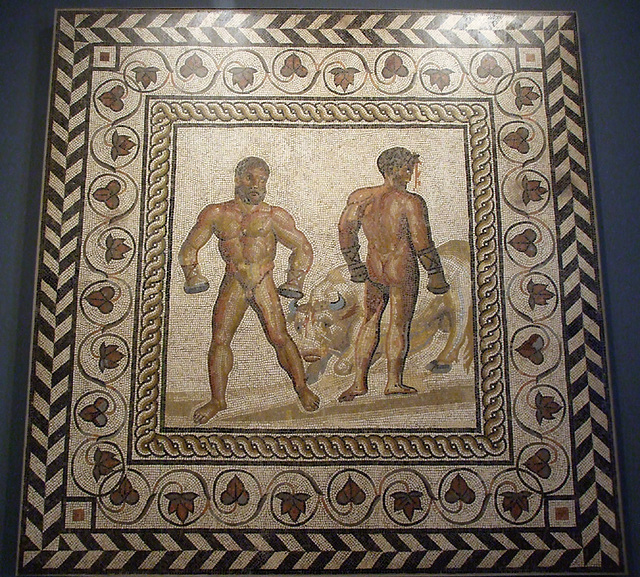 Mosaic Floor with a Boxing Scene in the Getty Villa, July 2008