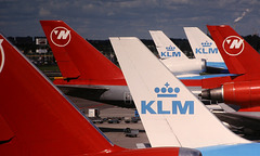 KLM & Northwest Tail Fins at Schiphol