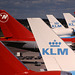 KLM & Northwest Tail Fins at Schiphol
