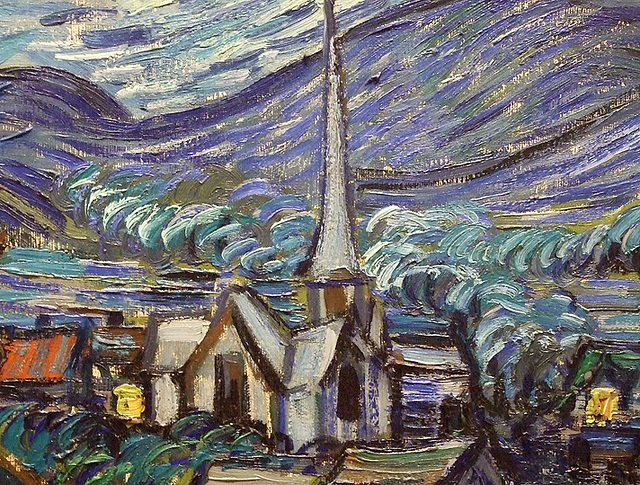 Detail of The Starry Night by Van Gogh at the Museum of Modern Art, July 2007