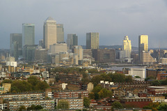 Looking south-east: Canary Wharf