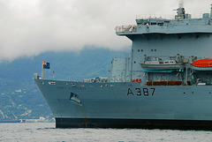 RFA FORT VICTORIA anchored off the Seychelles