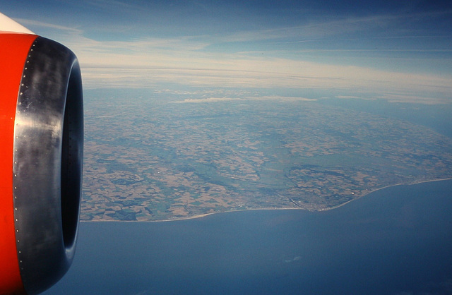 Aerial view of Suffolk, Norfolk and North Sea coastline