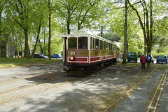Isle of Man 2013 – Tram № 21 of the Manx Electric Railway arriving at Laxey