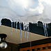 Frozen drips on cafe roof